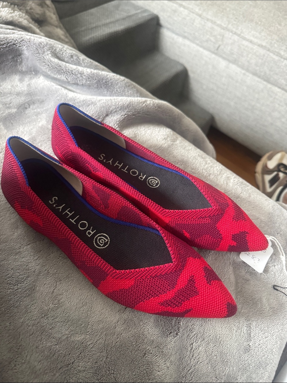 Rothy's Red Patterned Pointed Knit Flats